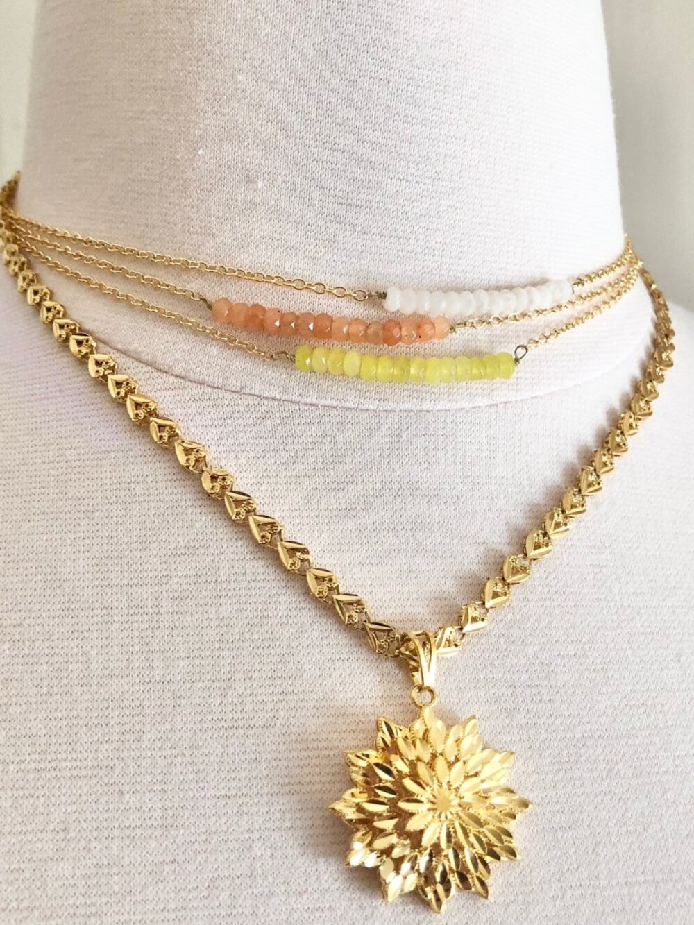 Function & Fringe 18kt Gold Filled Jade Bar Necklaces Bundle of 3